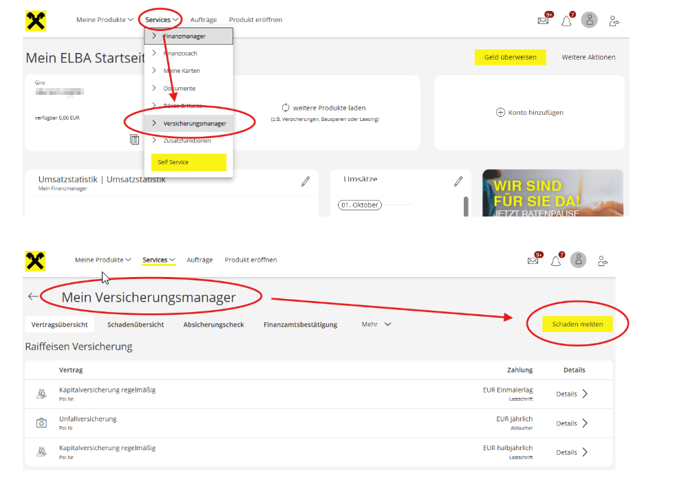 Hier sieht man einen Kontoauszug aus dem ELBA-Internet